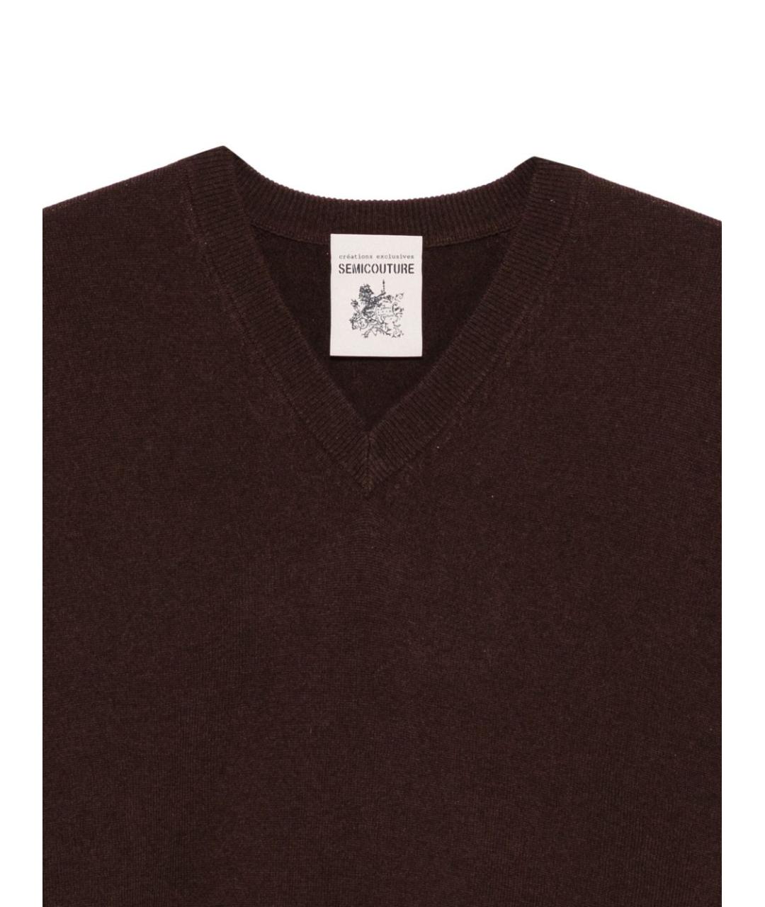SEMICOUTURE Коричневый шерстяной джемпер / свитер, фото 3