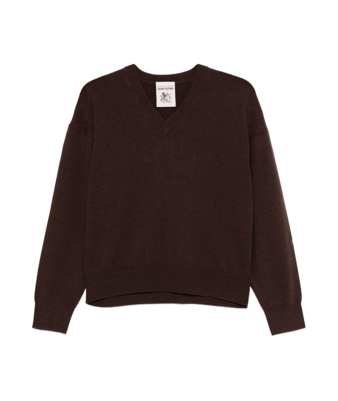 SEMICOUTURE Коричневый шерстяной джемпер / свитер, фото 1
