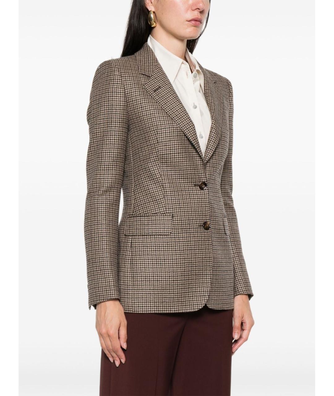 TAGLIATORE Коричневый шерстяной жакет/пиджак, фото 4