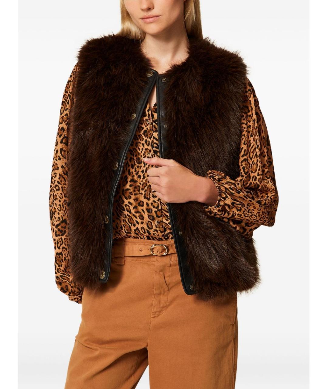 TWIN-SET Коричневый полиэстеровый жилет, фото 3