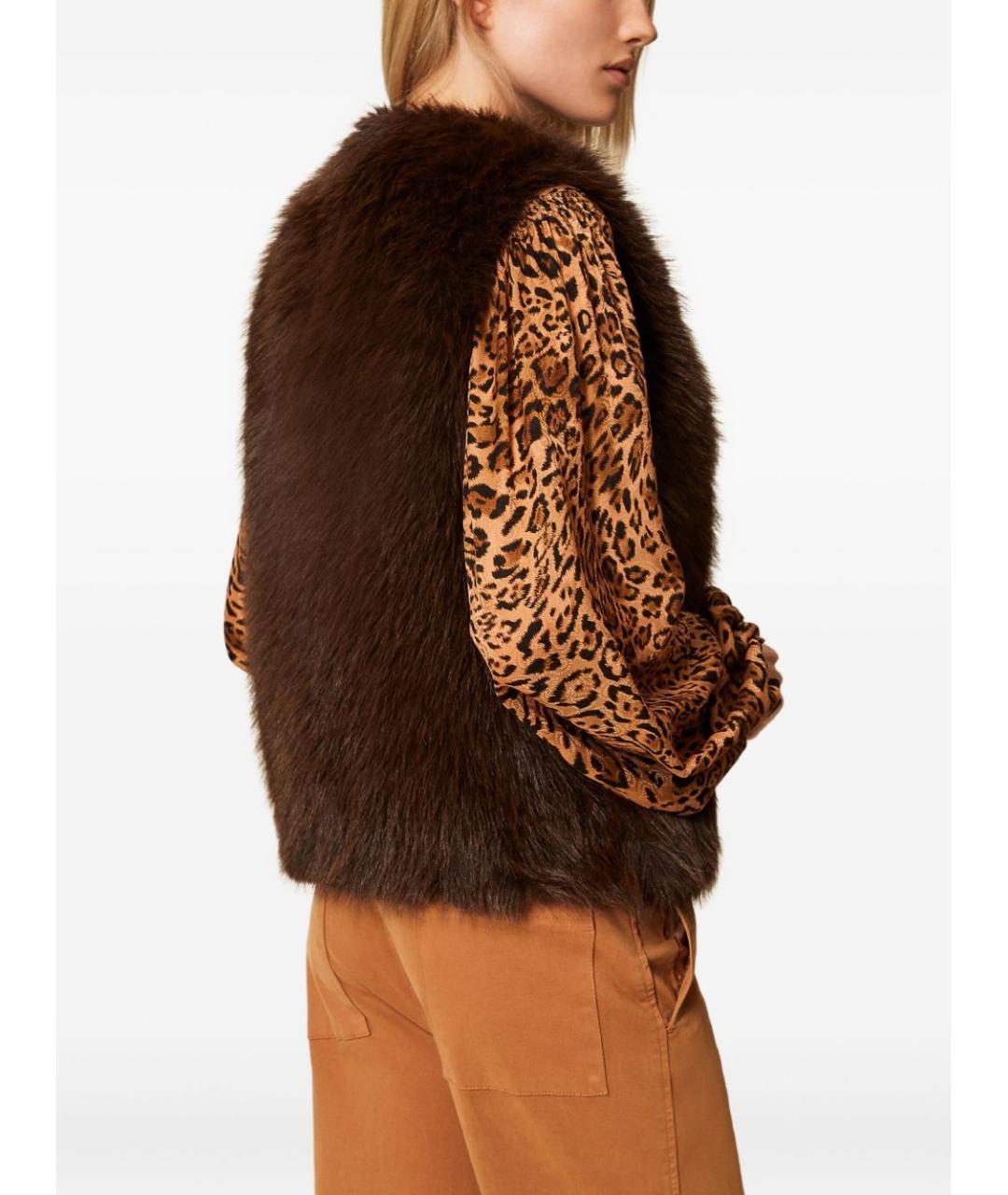 TWIN-SET Коричневый полиэстеровый жилет, фото 5