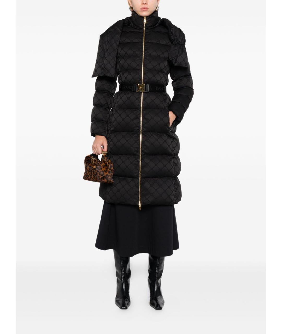 ELISABETTA FRANCHI Черный полиэстеровый пуховик, фото 3