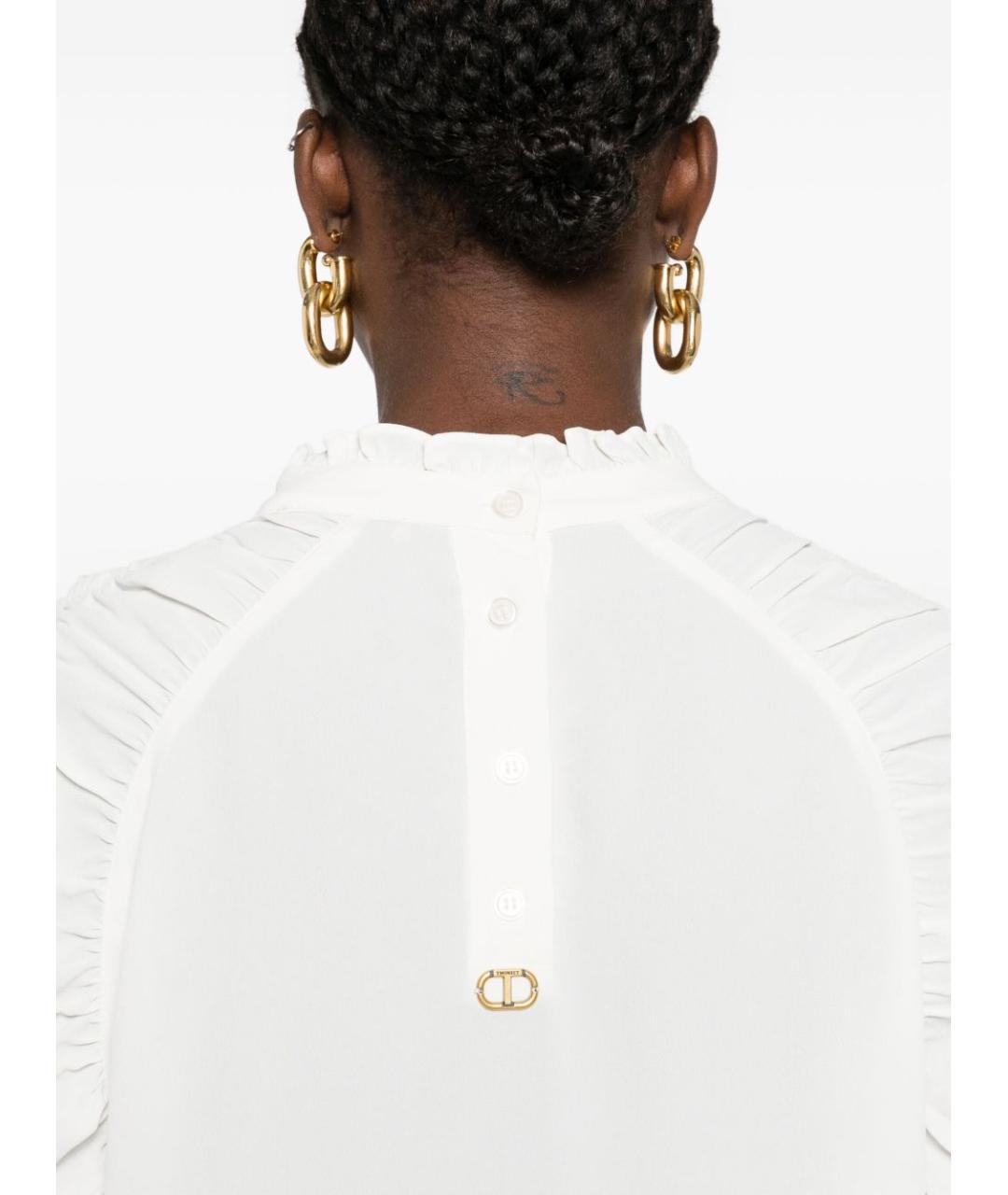 TWIN-SET Белая вискозная рубашка, фото 5