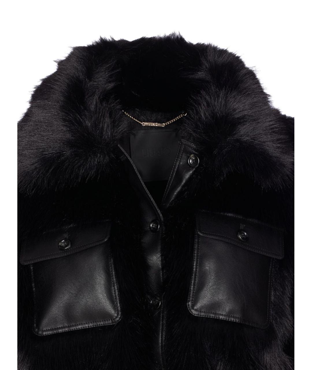 LIU JO Черная полиэстеровая шуба, фото 4