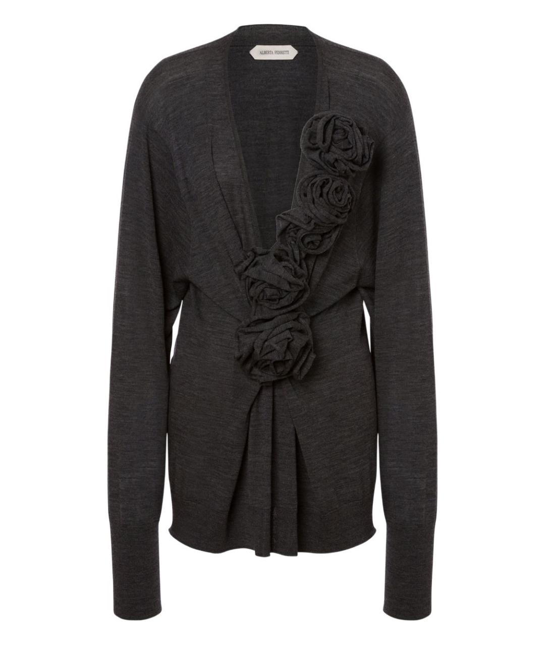 ALBERTA FERRETTI Серый шерстяной кардиган, фото 1