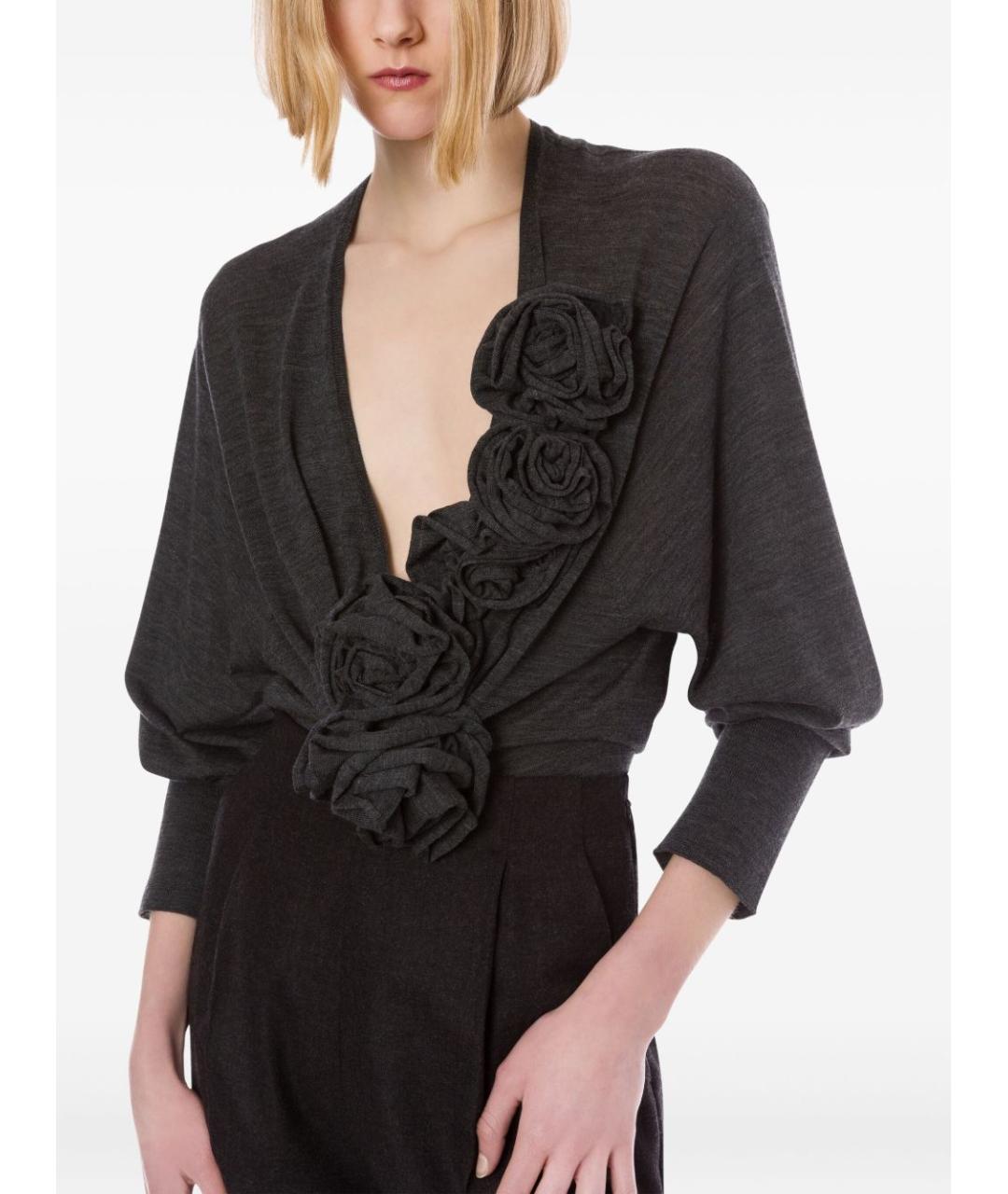 ALBERTA FERRETTI Серый шерстяной кардиган, фото 3