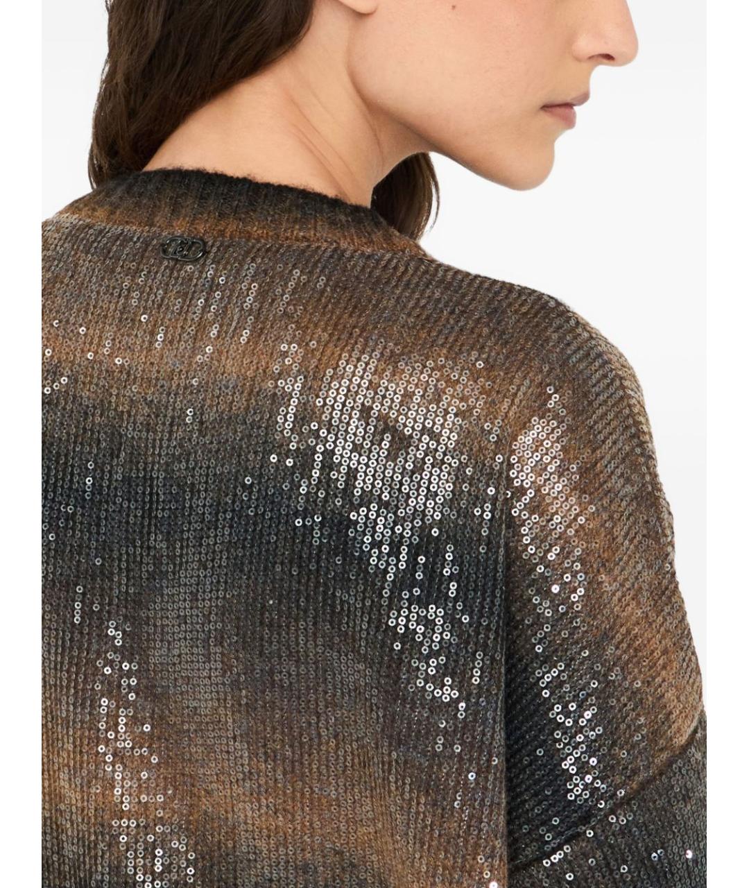 LIU JO Коричневый полиэстеровый кардиган, фото 3