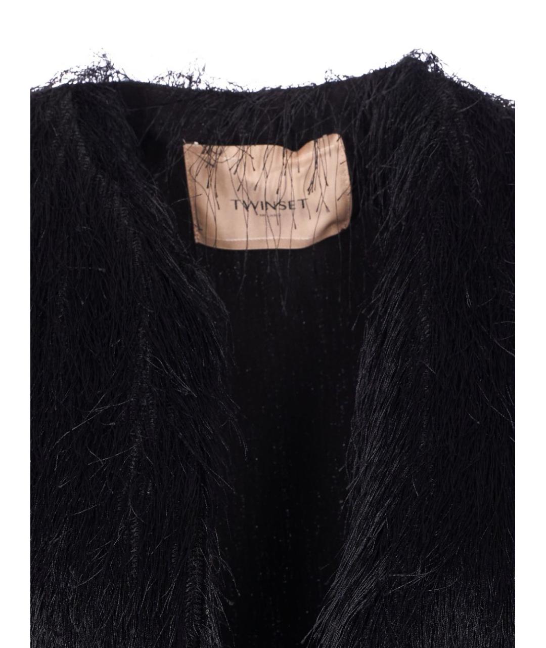 TWIN-SET Черный полиэстеровый кардиган, фото 4