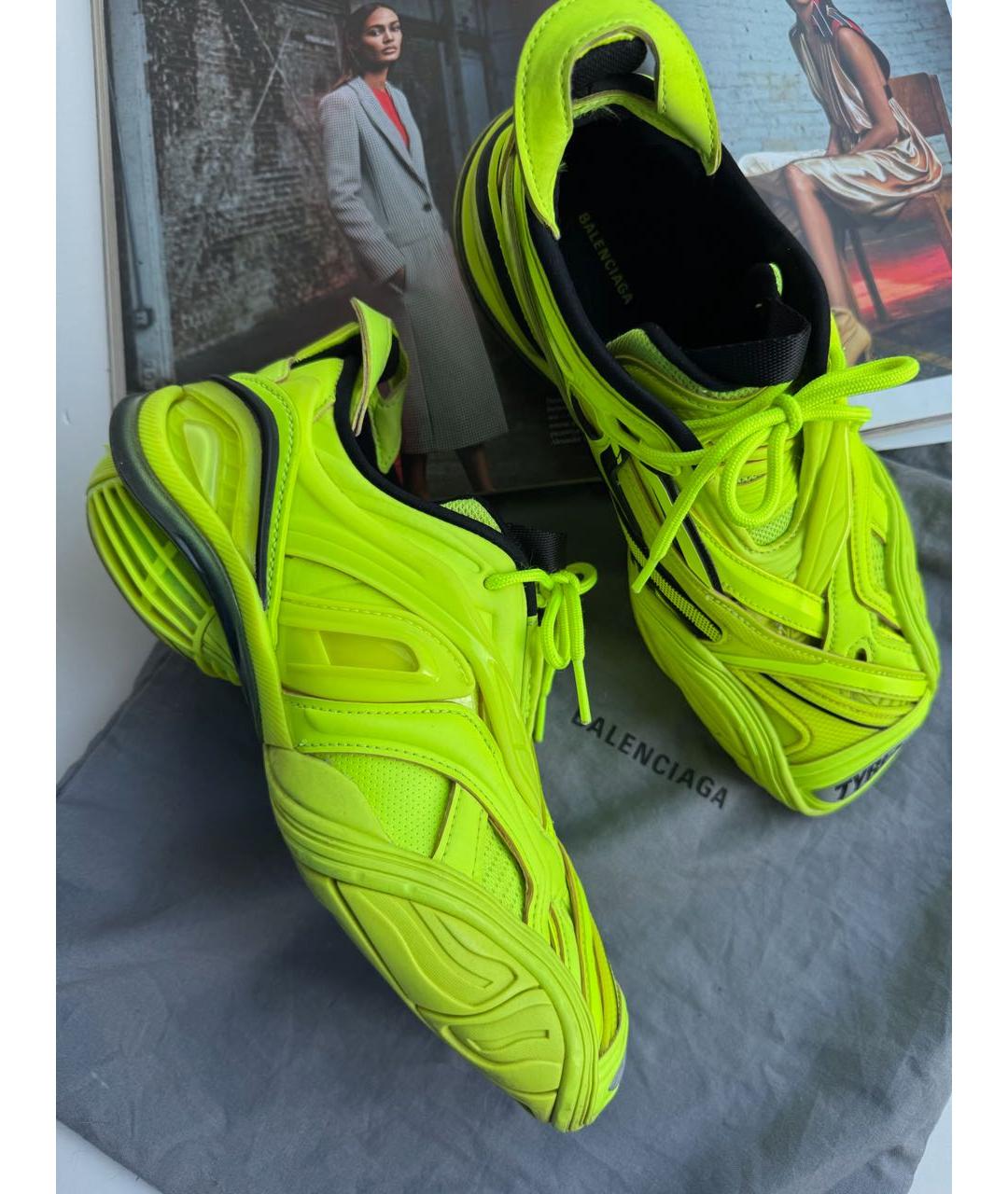 BALENCIAGA Салатовые кожаные кроссовки, фото 6