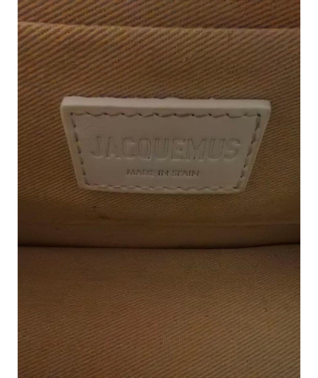 JACQUEMUS Белая кожаная сумка через плечо, фото 5