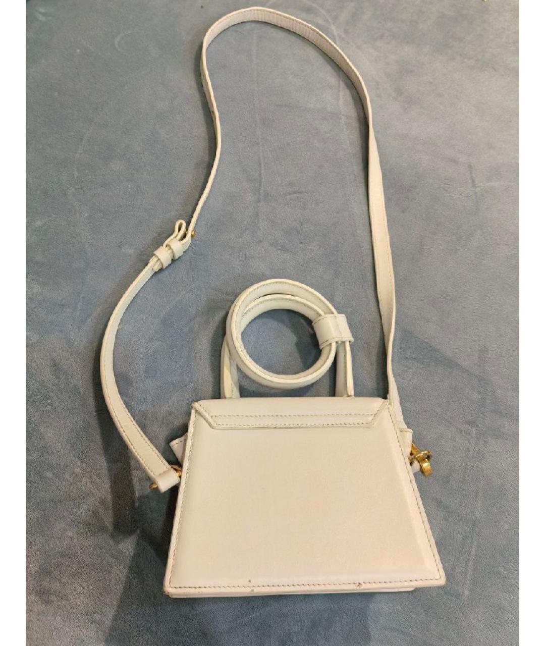 JACQUEMUS Белая кожаная сумка через плечо, фото 3