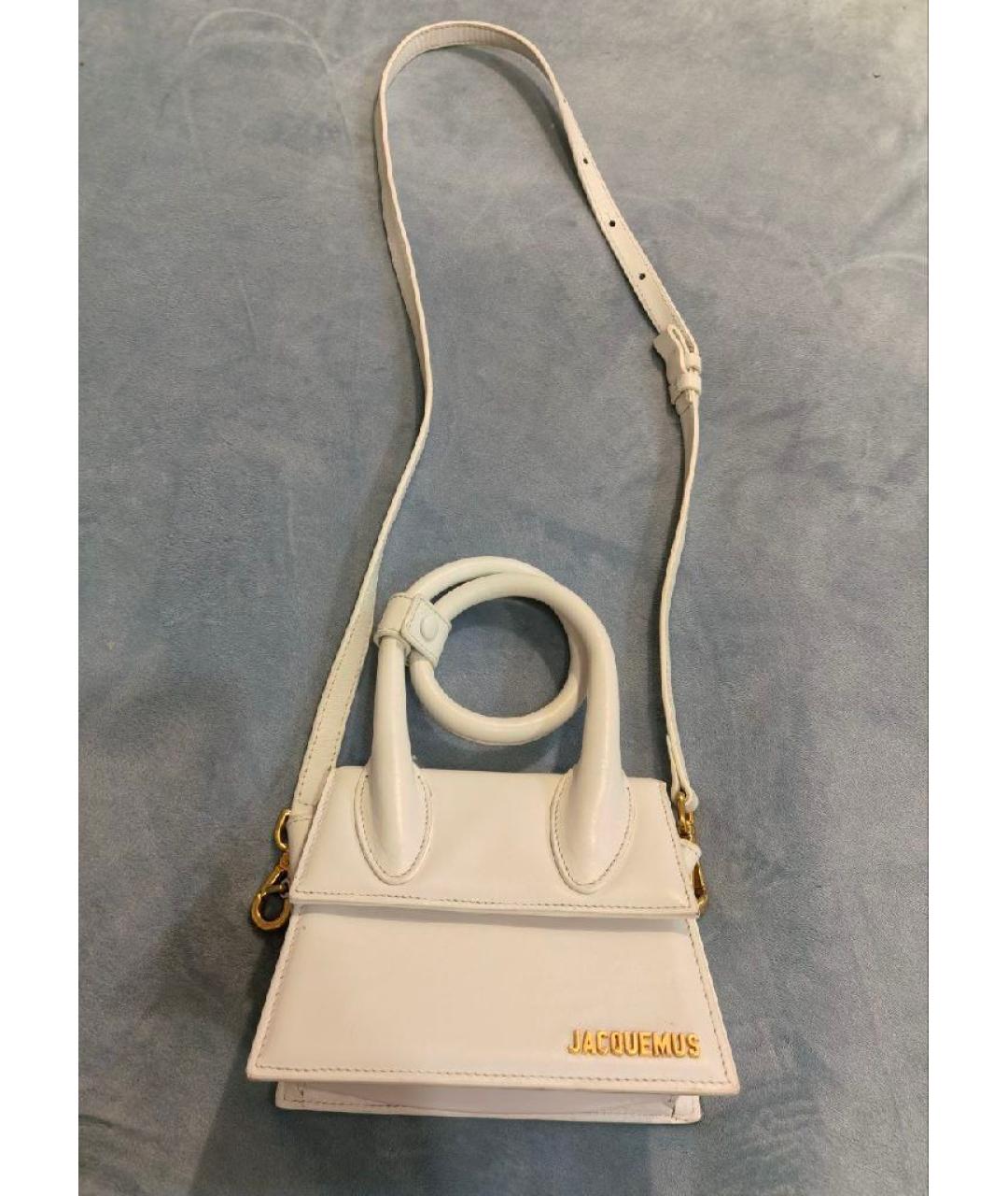 JACQUEMUS Белая кожаная сумка через плечо, фото 10