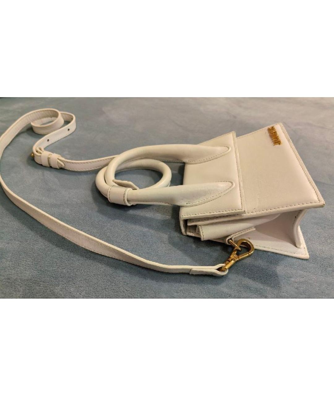 JACQUEMUS Белая кожаная сумка через плечо, фото 2