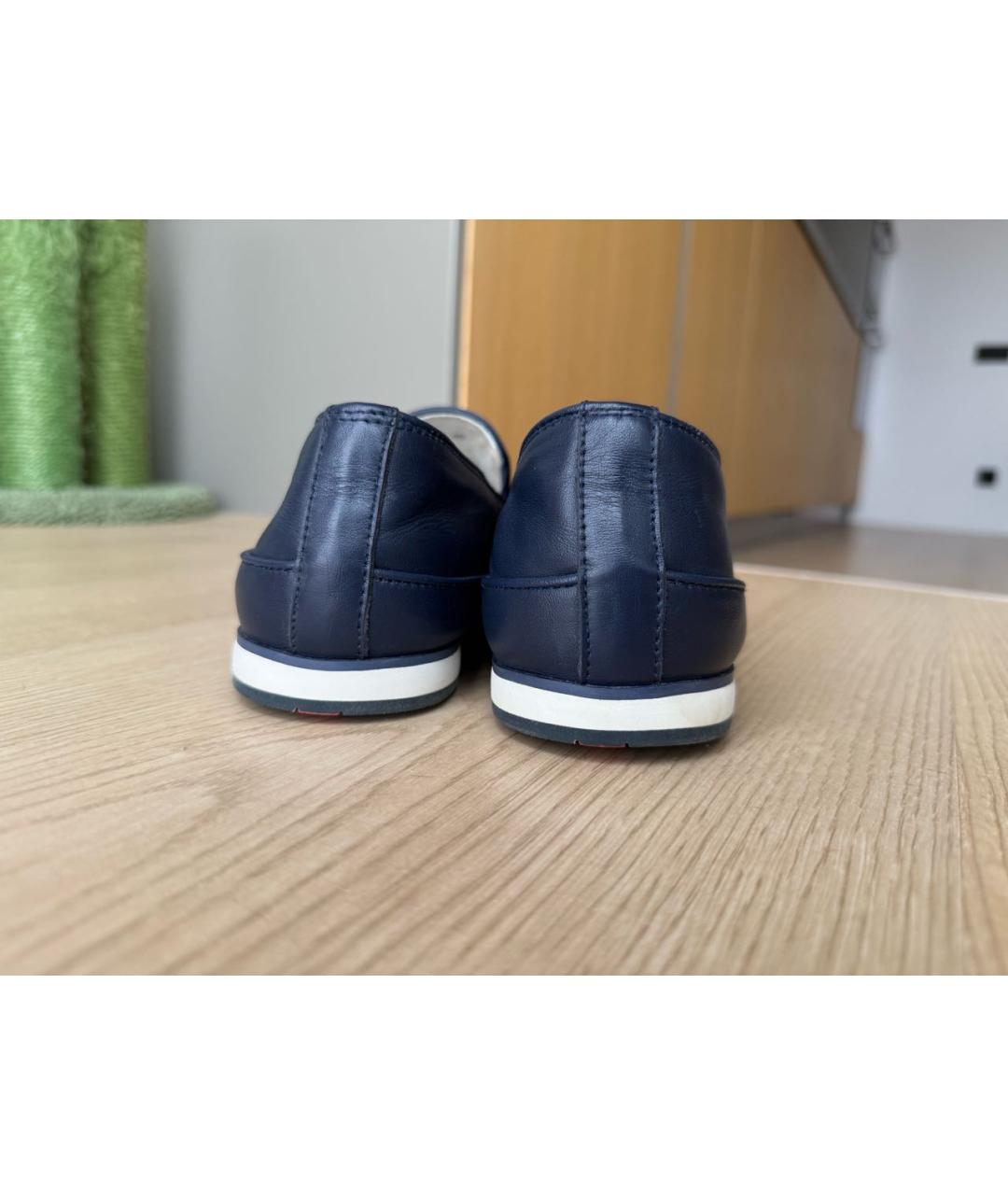 PRADA Темно-синие кожаные лоферы, фото 4