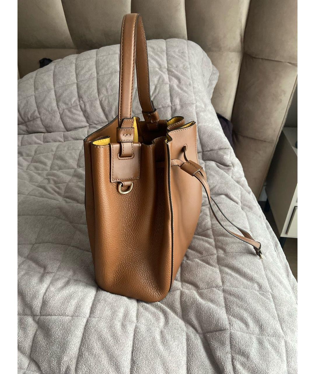 FURLA Коричневая кожаная сумка с короткими ручками, фото 2