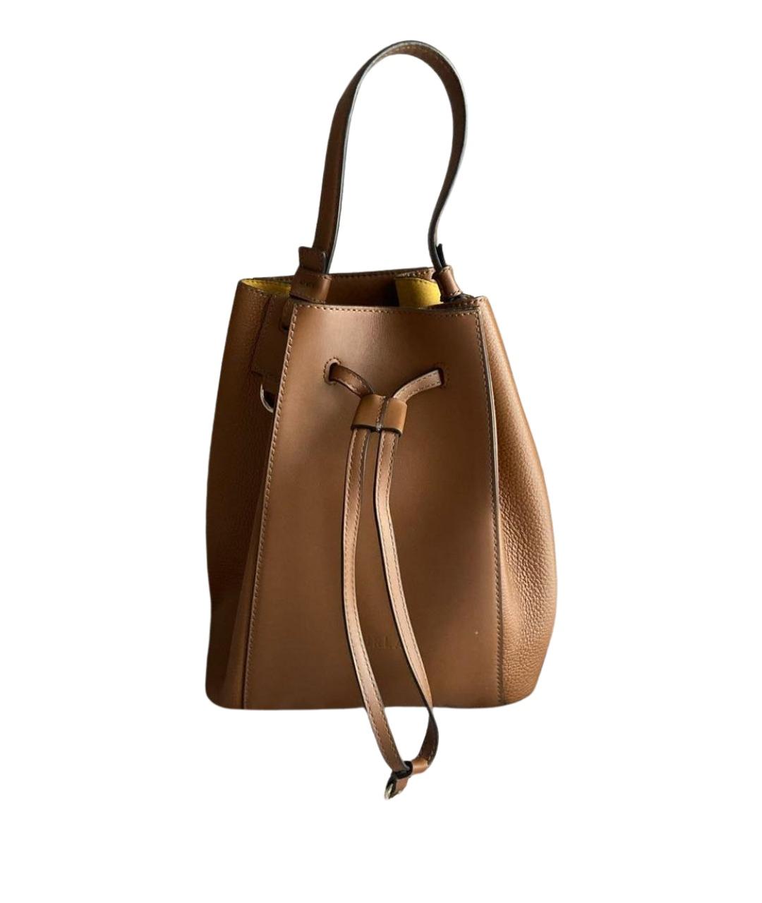 FURLA Коричневая кожаная сумка с короткими ручками, фото 1