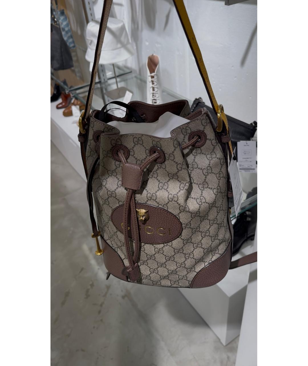 GUCCI Коричневая кожаная сумка тоут, фото 5