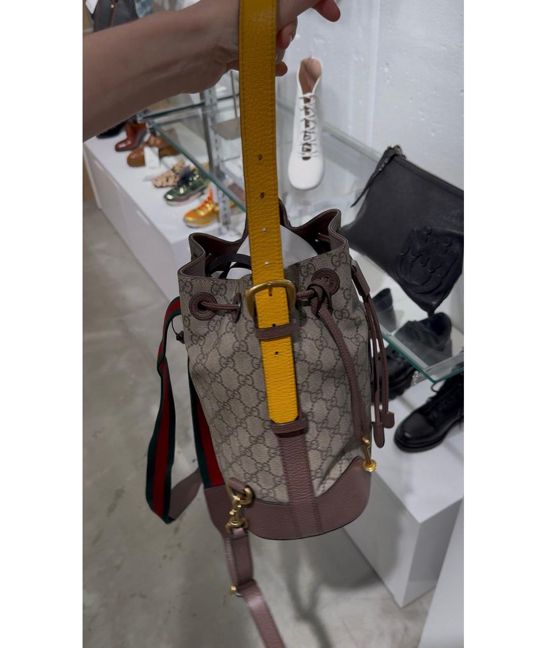 GUCCI Коричневая кожаная сумка тоут, фото 8