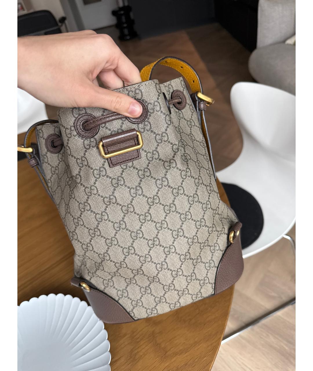 GUCCI Коричневая кожаная сумка тоут, фото 3