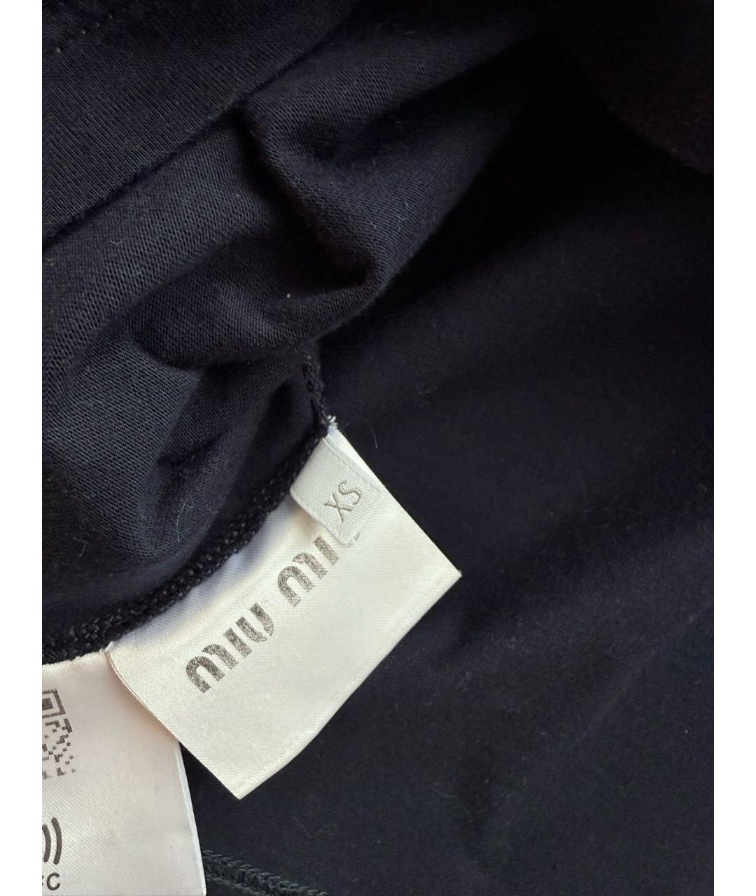 MIU MIU Темно-синяя хлопковая футболка, фото 3