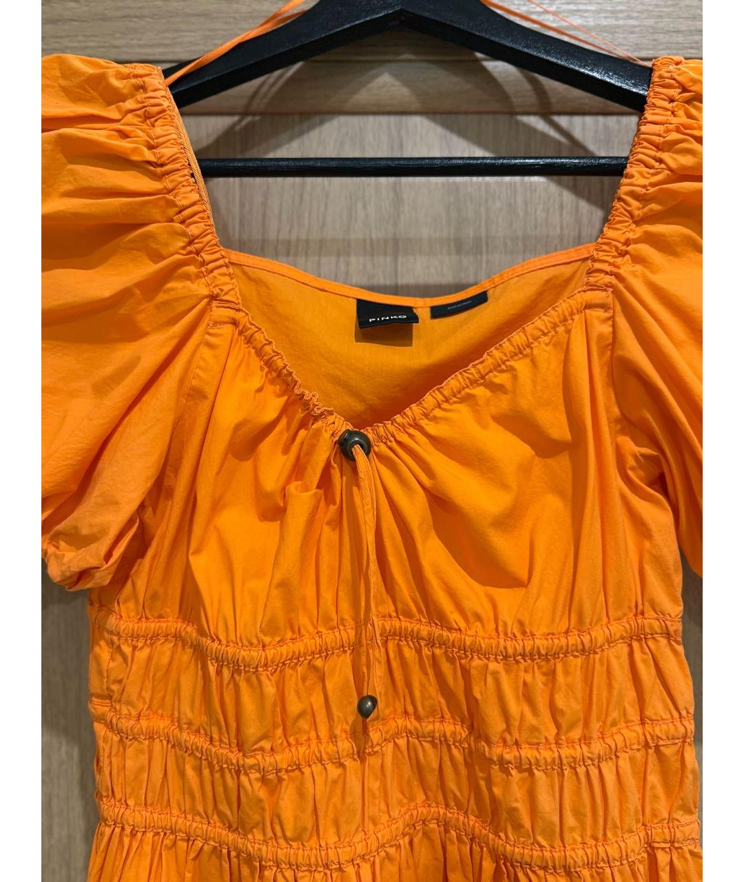 PINKO Оранжевое хлопковое повседневное платье, фото 3