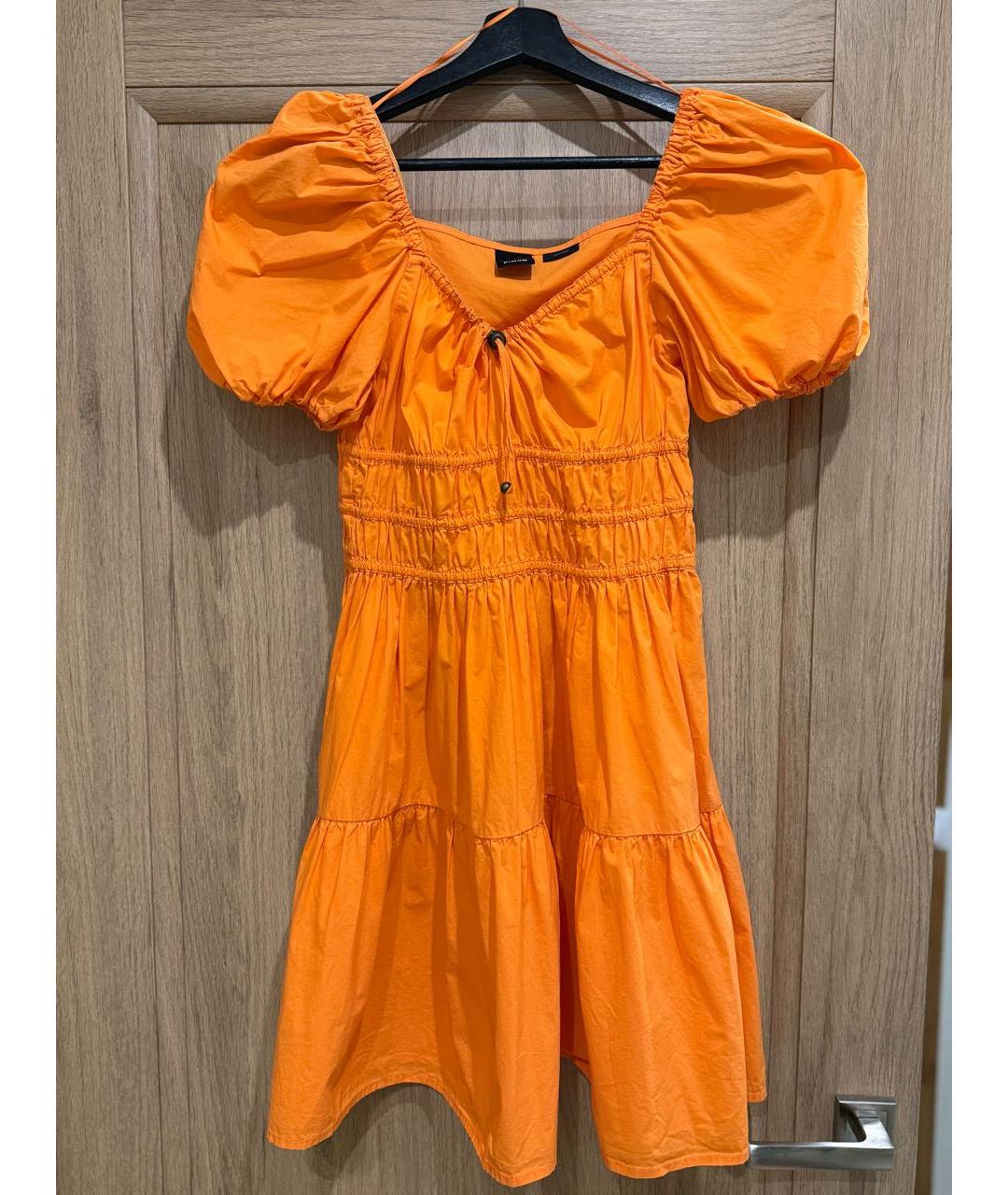 PINKO Оранжевое хлопковое повседневное платье, фото 6