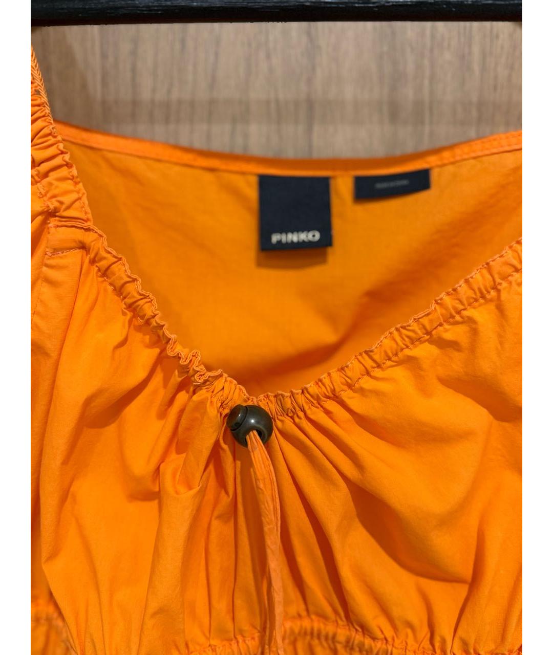 PINKO Оранжевое хлопковое повседневное платье, фото 4