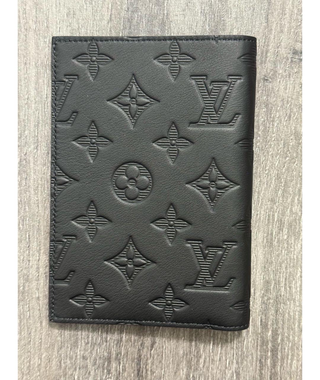 LOUIS VUITTON Черный кожаный кошелек, фото 2