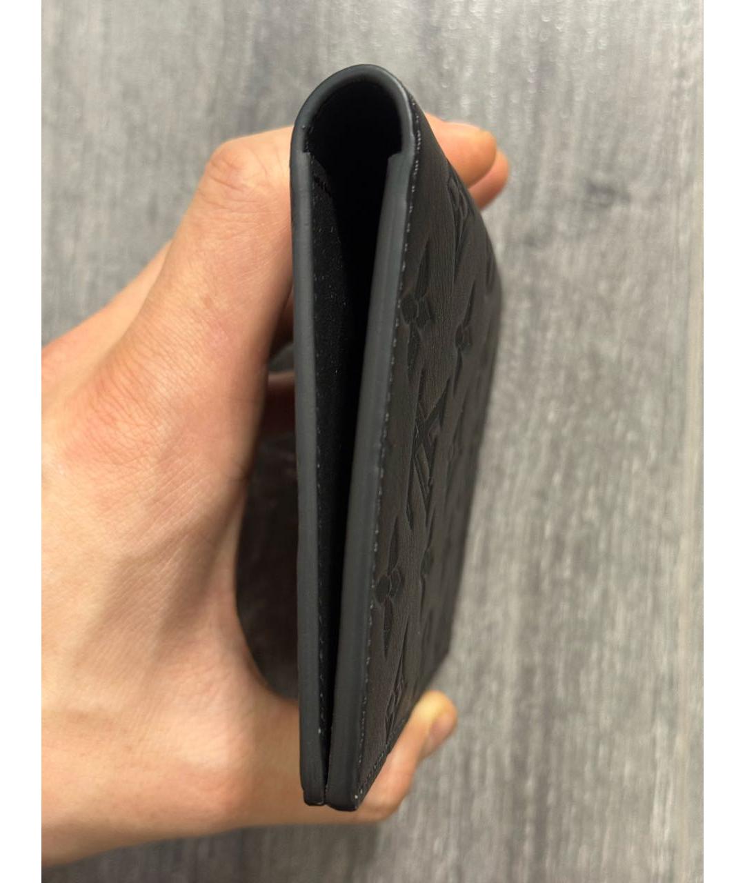 LOUIS VUITTON Черный кожаный кошелек, фото 5