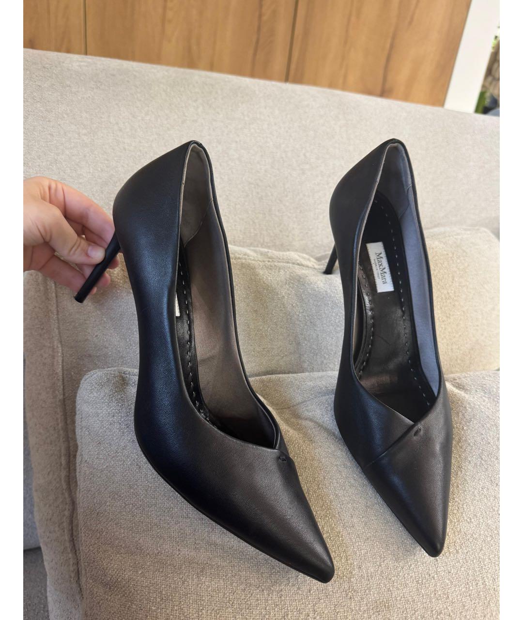 MAX MARA Черные кожаные туфли, фото 2