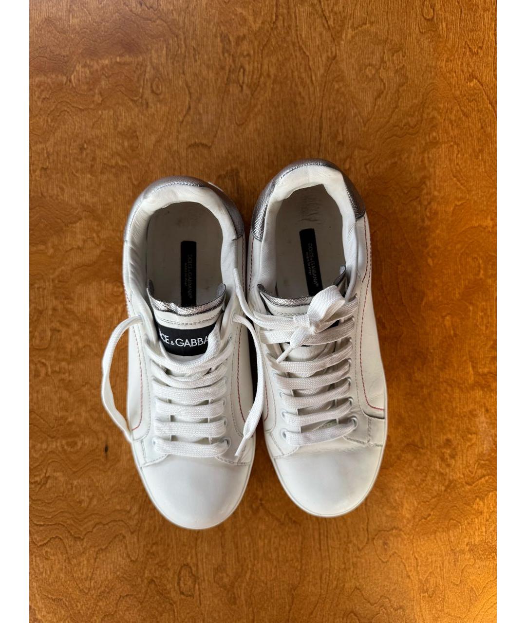 DOLCE&GABBANA Белые кожаные кеды, фото 3