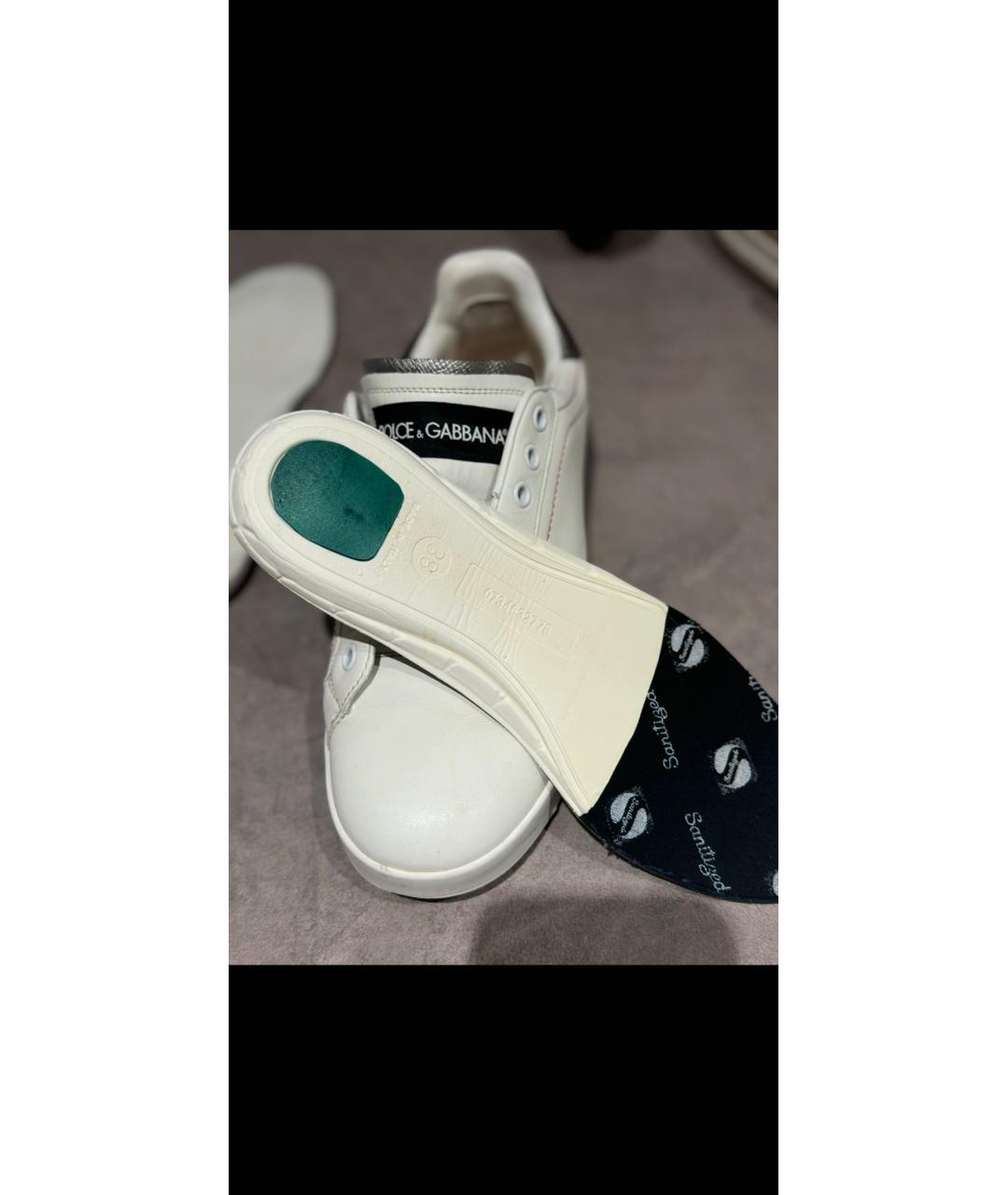 DOLCE&GABBANA Белые кожаные кеды, фото 7