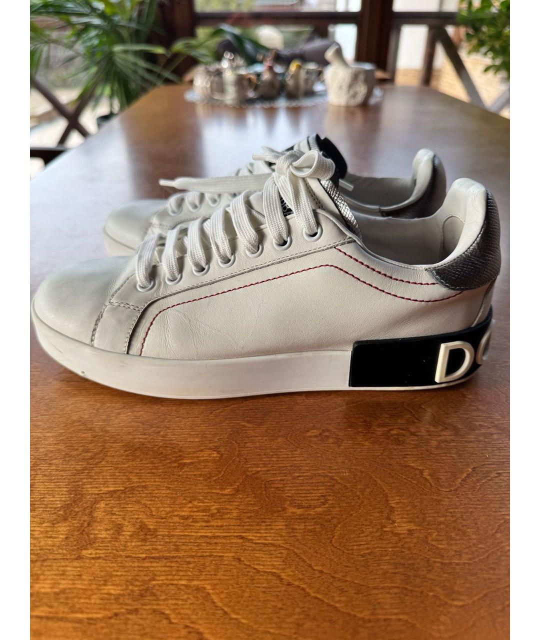 DOLCE&GABBANA Белые кожаные кеды, фото 8