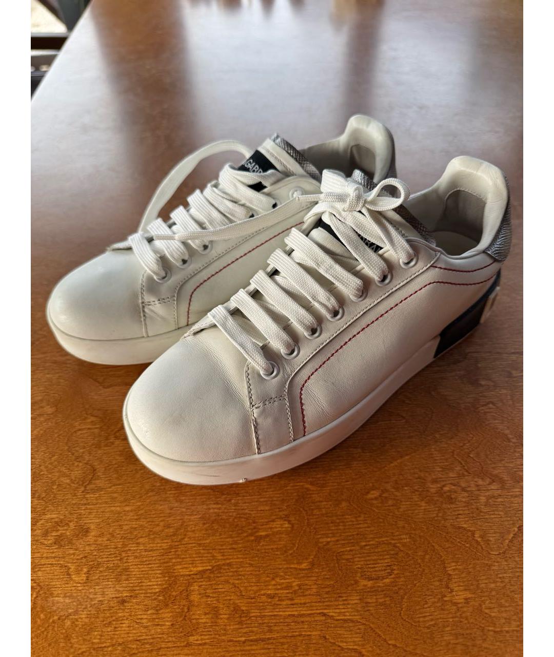 DOLCE&GABBANA Белые кожаные кеды, фото 2