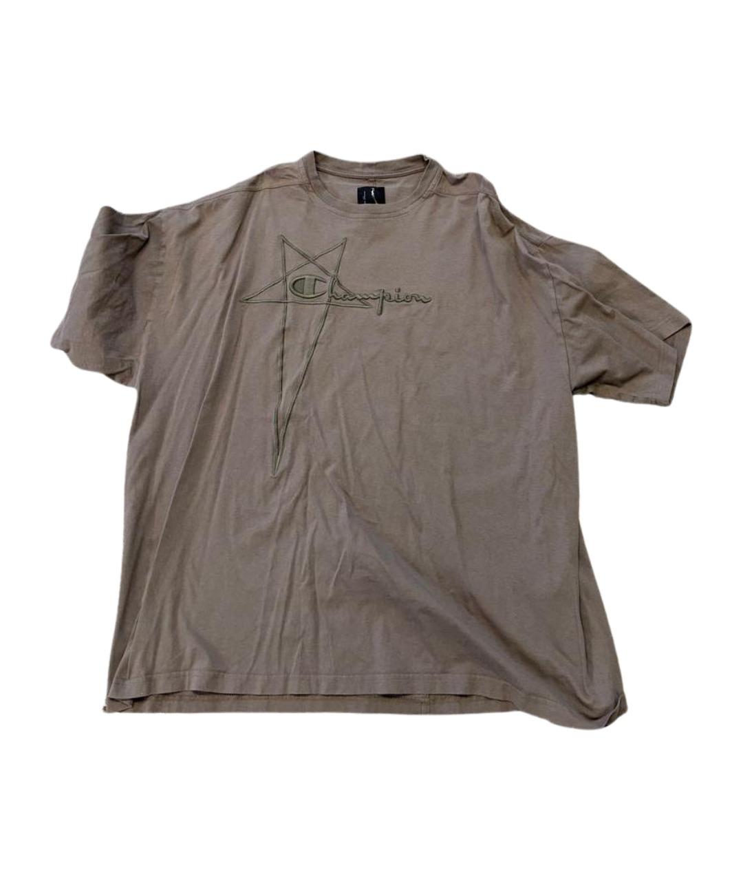 RICK OWENS Серая хлопко-леновая футболка, фото 1