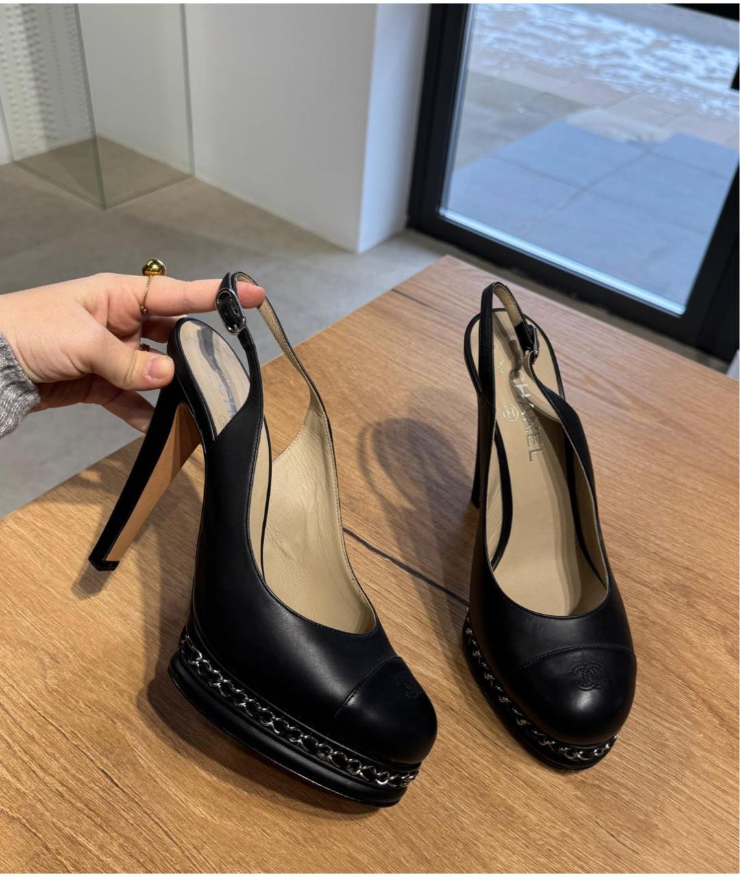 CHANEL Черные кожаные туфли, фото 3