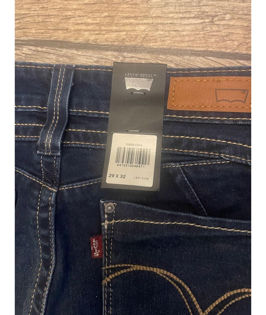 LEVI'S Темно-синие хлопко-полиэстеровые джинсы слим, фото 3