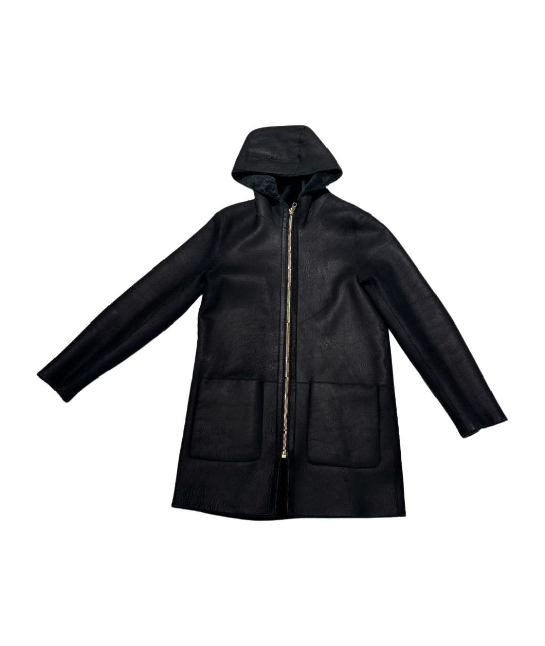 SANDRO Черная меховая дубленка, фото 1