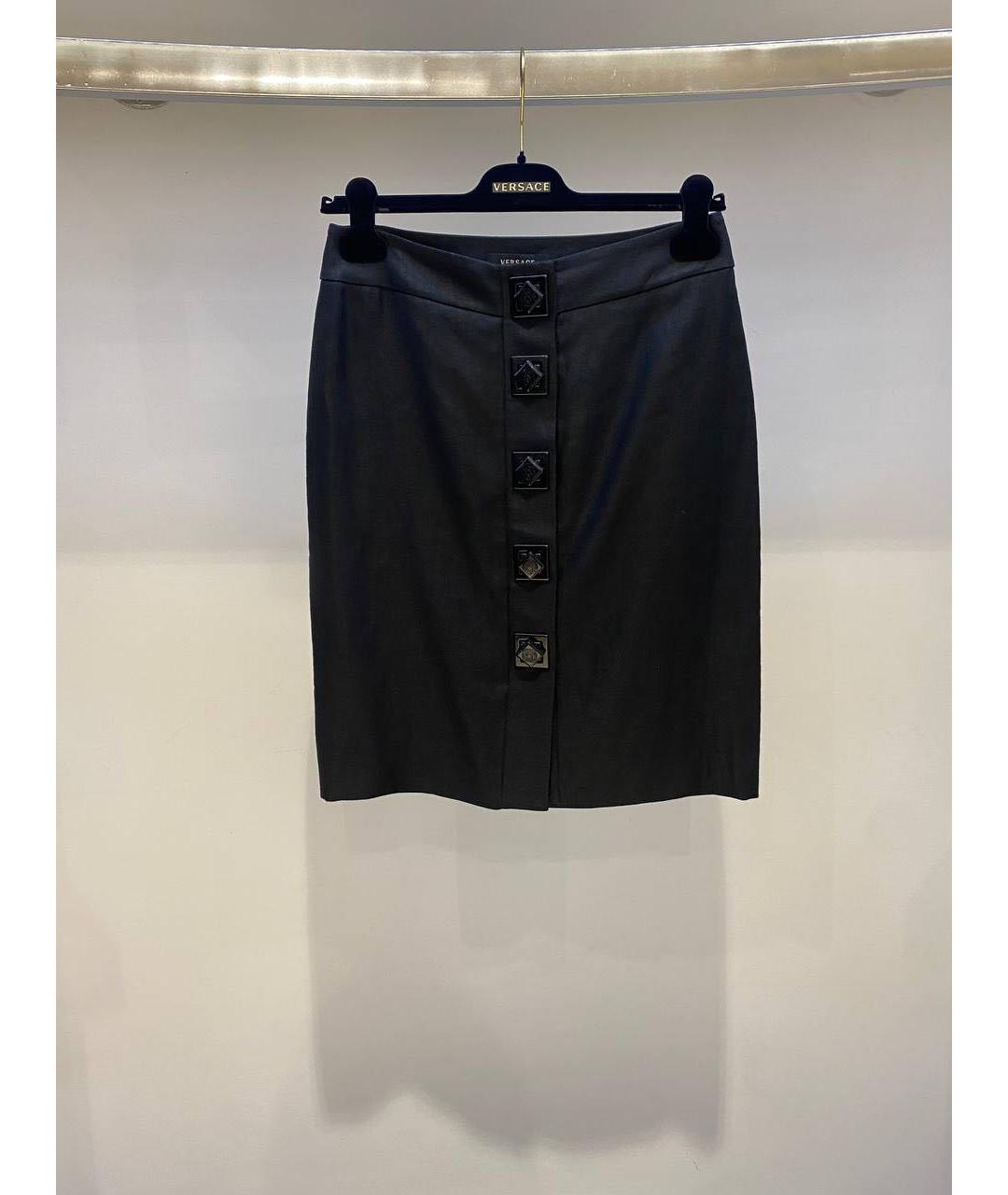 VERSACE Черная юбка миди, фото 3