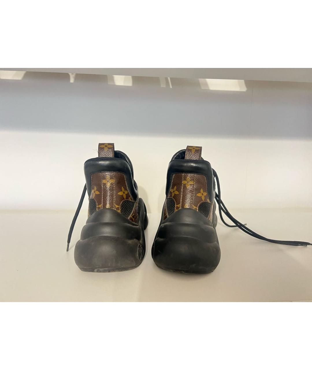 LOUIS VUITTON Коричневые кожаные кроссовки, фото 5