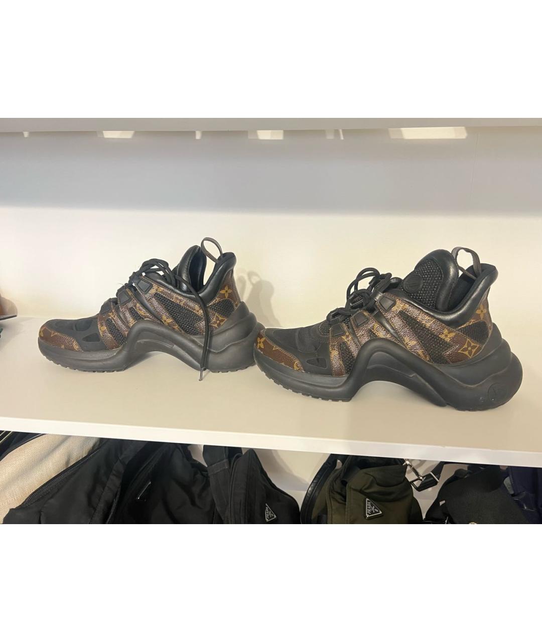 LOUIS VUITTON Коричневые кожаные кроссовки, фото 3