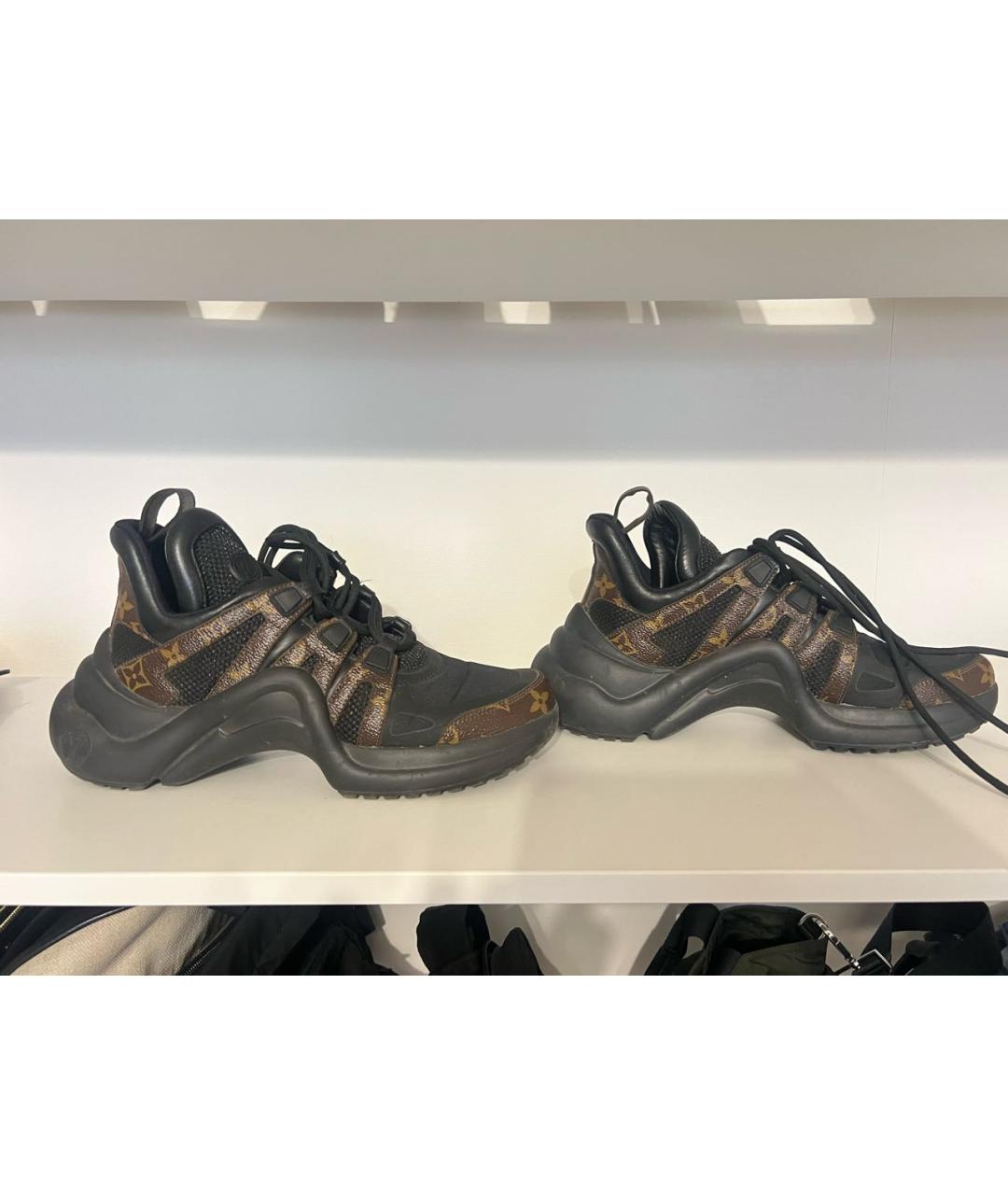 LOUIS VUITTON Коричневые кожаные кроссовки, фото 8