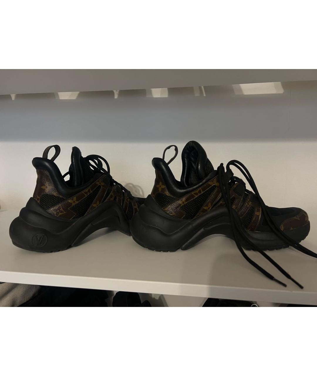 LOUIS VUITTON Коричневые кожаные кроссовки, фото 2