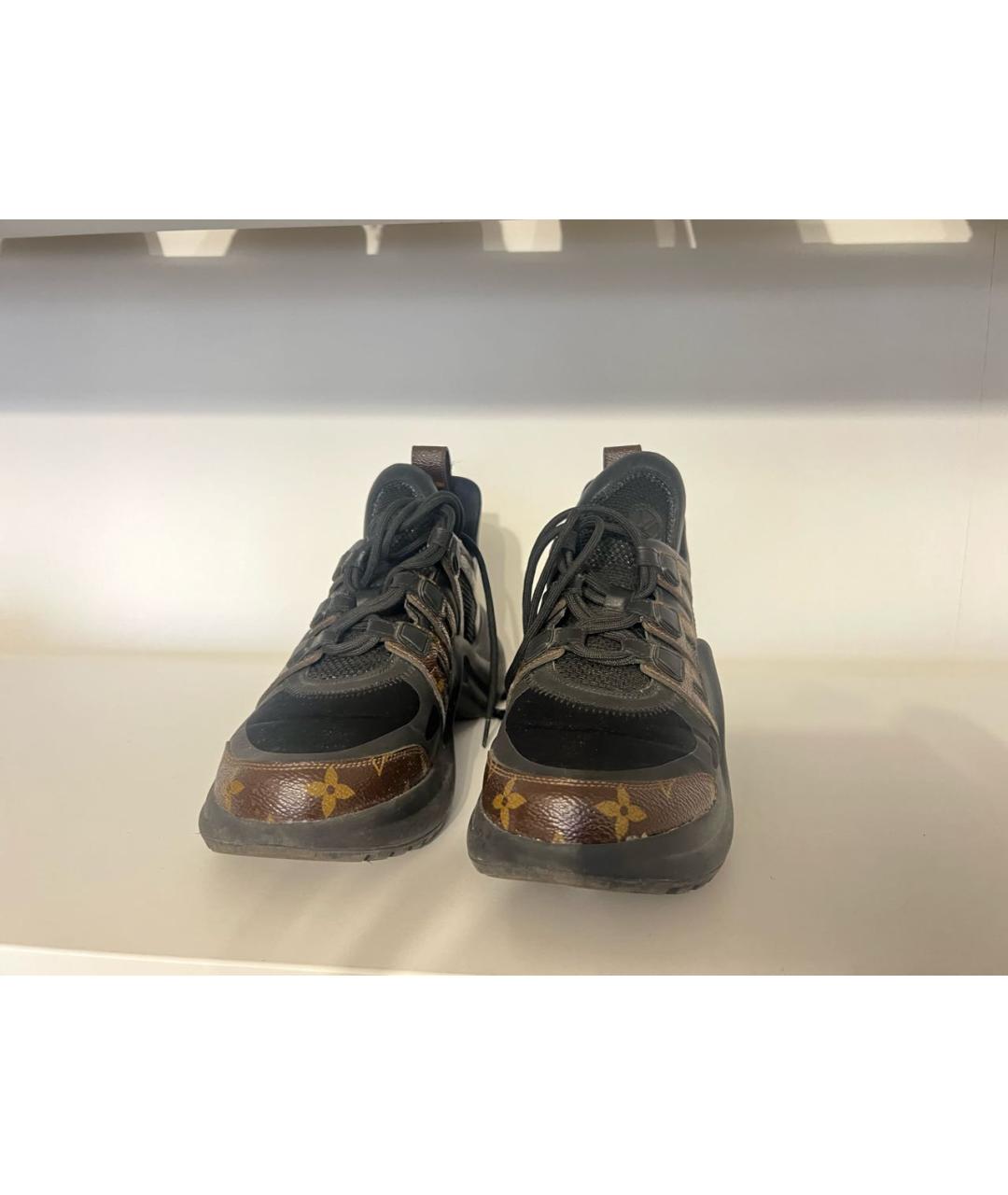 LOUIS VUITTON Коричневые кожаные кроссовки, фото 4