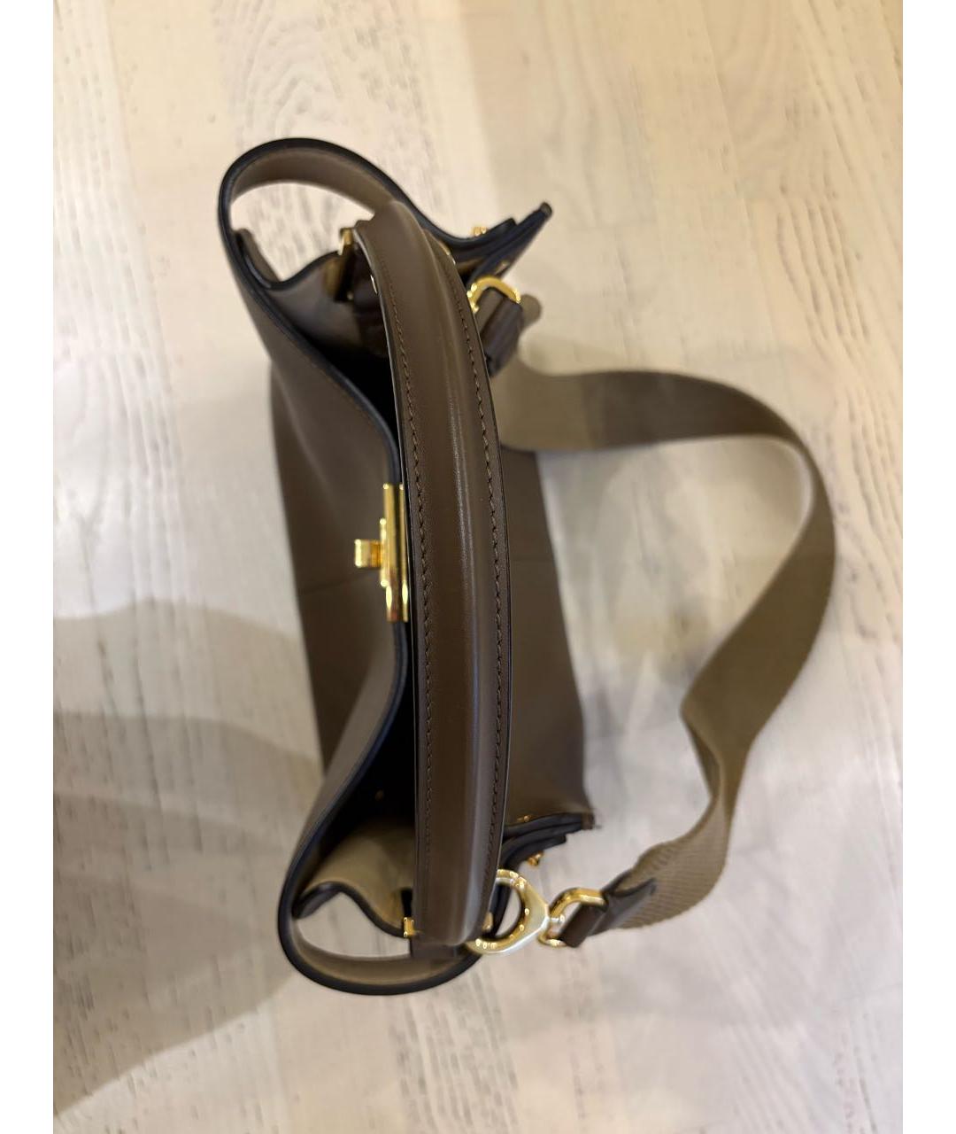 FENDI Коричневая кожаная сумка с короткими ручками, фото 7