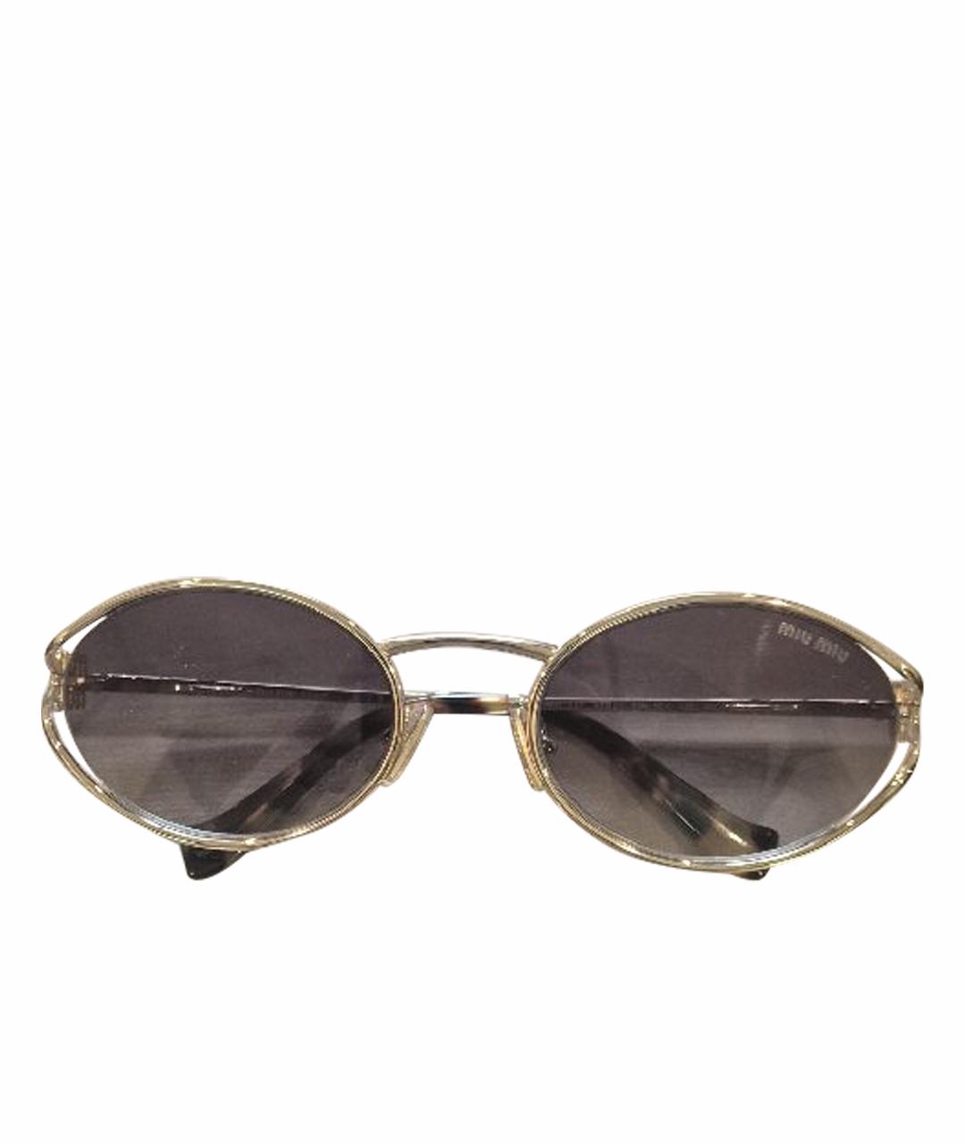 MIU MIU Золотые металлические солнцезащитные очки, фото 1