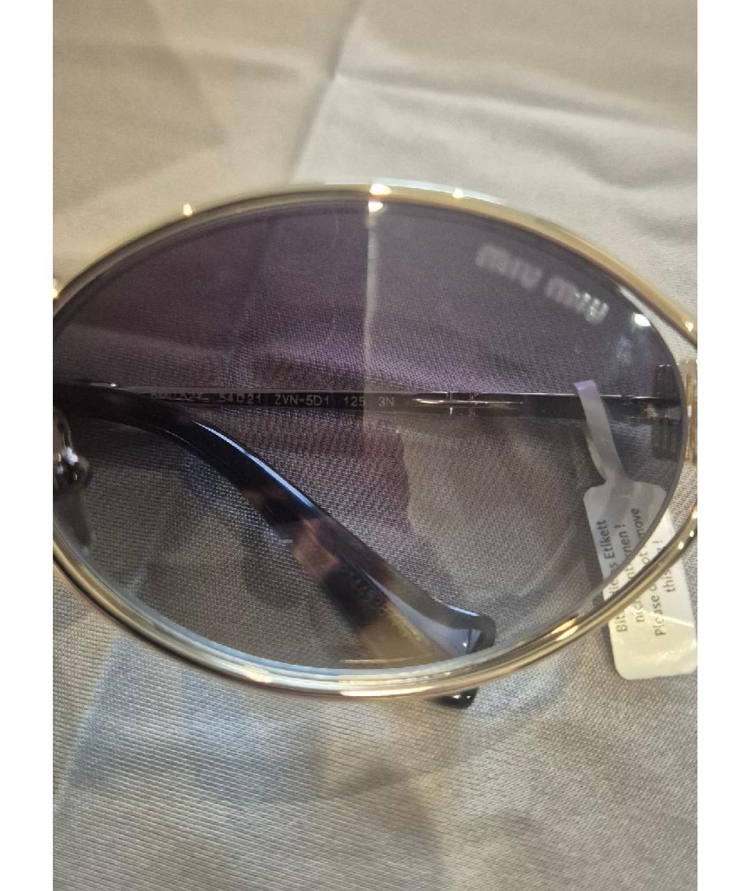 MIU MIU Золотые металлические солнцезащитные очки, фото 5