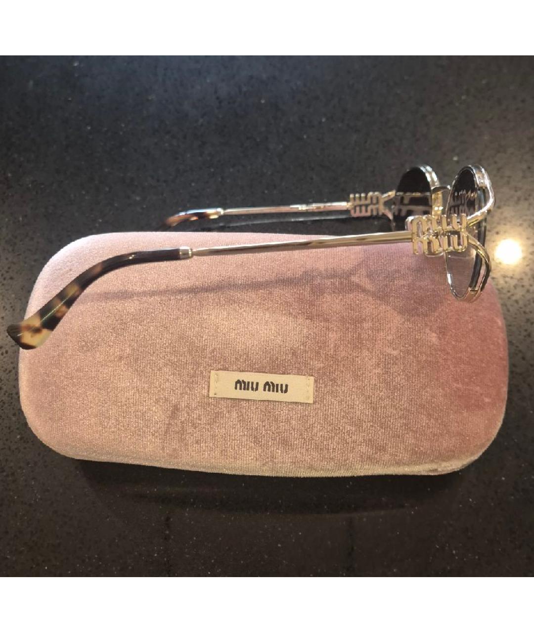 MIU MIU Золотые металлические солнцезащитные очки, фото 2