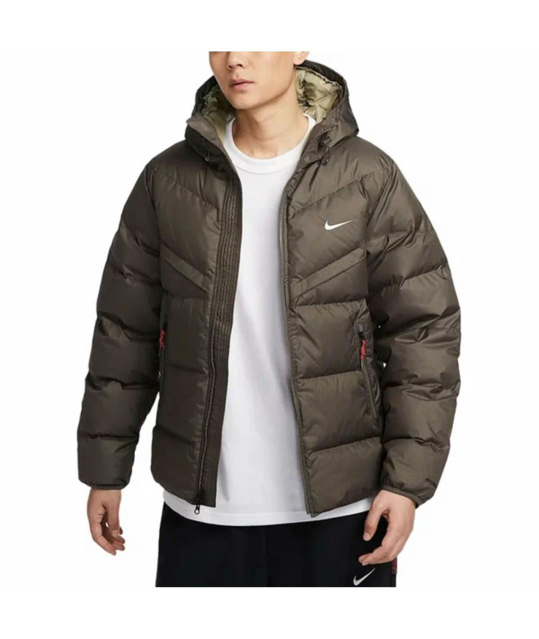 NIKE Коричневый полиэстеровый пуховик, фото 2