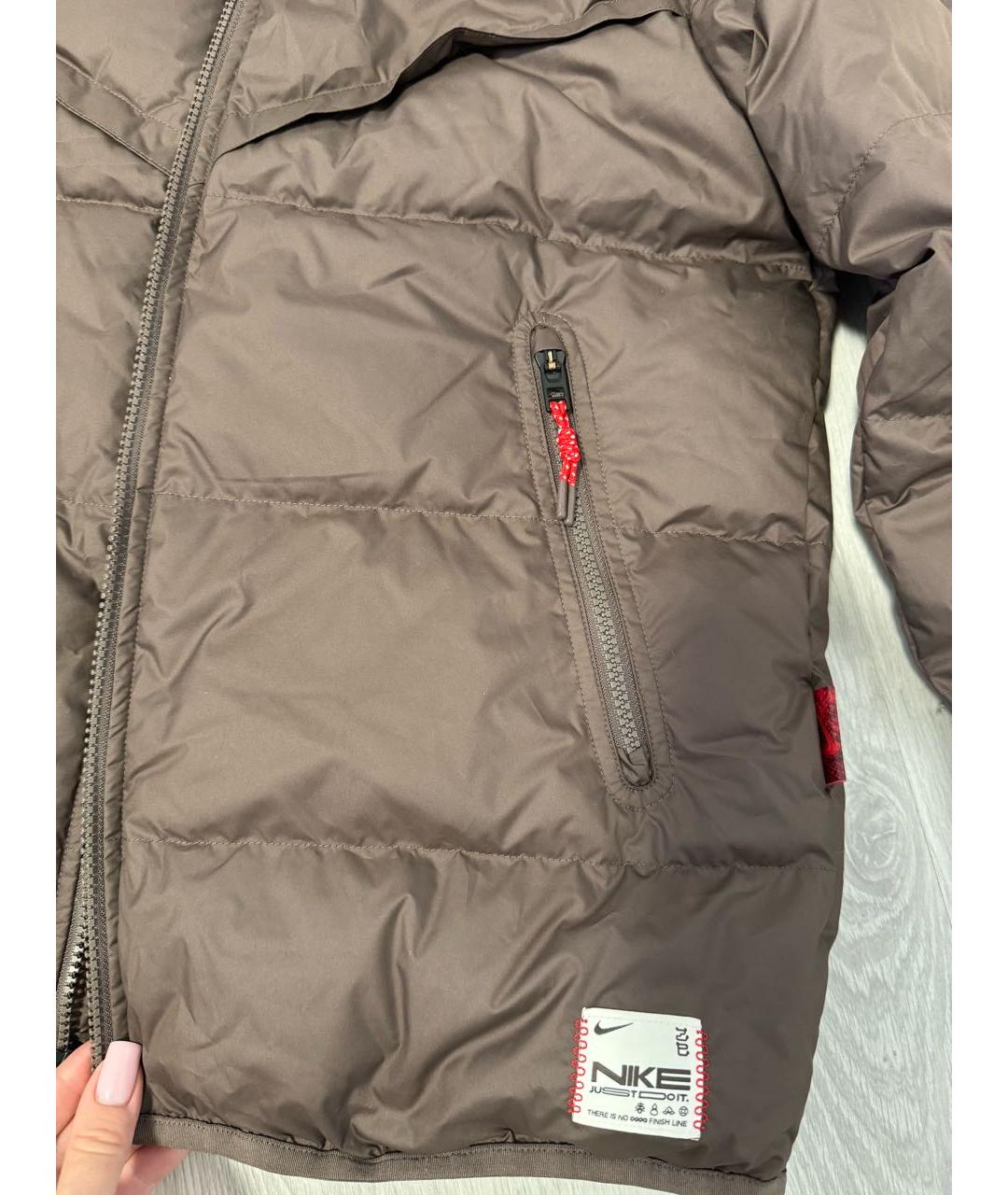 NIKE Коричневый полиэстеровый пуховик, фото 4